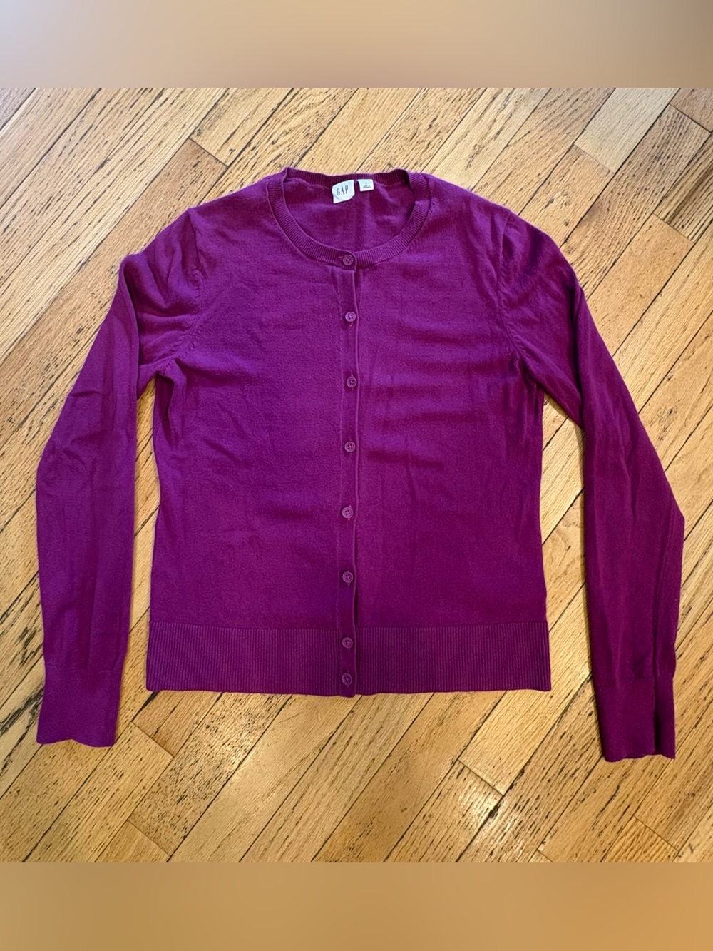 GAP Women's Magenta Button-Up Cardigan Sweater